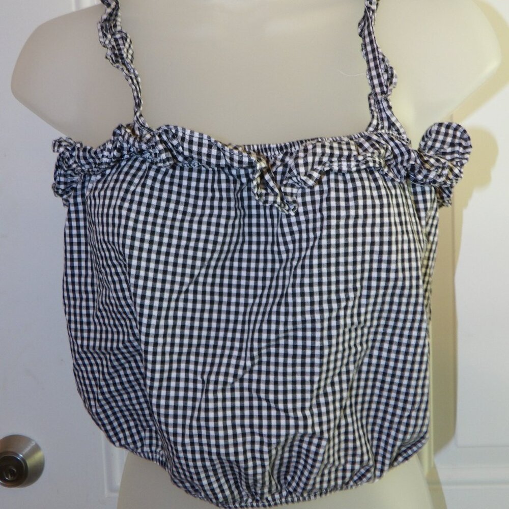 American Eagle Black and White Gingham Plaid Cotton Crop Top Small - Picture 5 of 8